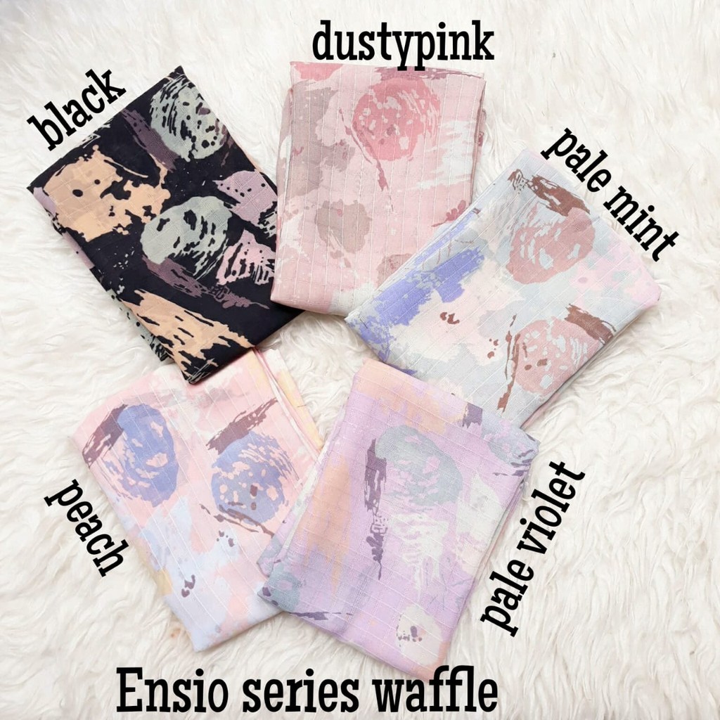 HIJAB ENSIO/HIJAB SEGIEMPAT/JILBAB SEGI EMPAT/KERUDUNG SEGI4/SQUARE MOTIF ABSTRAK/POLYCOTTON