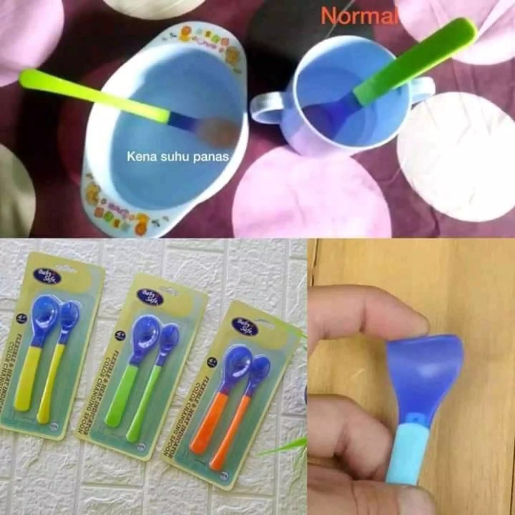 Baby safe Sendok Makan Bayi Flexible &amp; Heat Sensor Indicator Spoon BS350