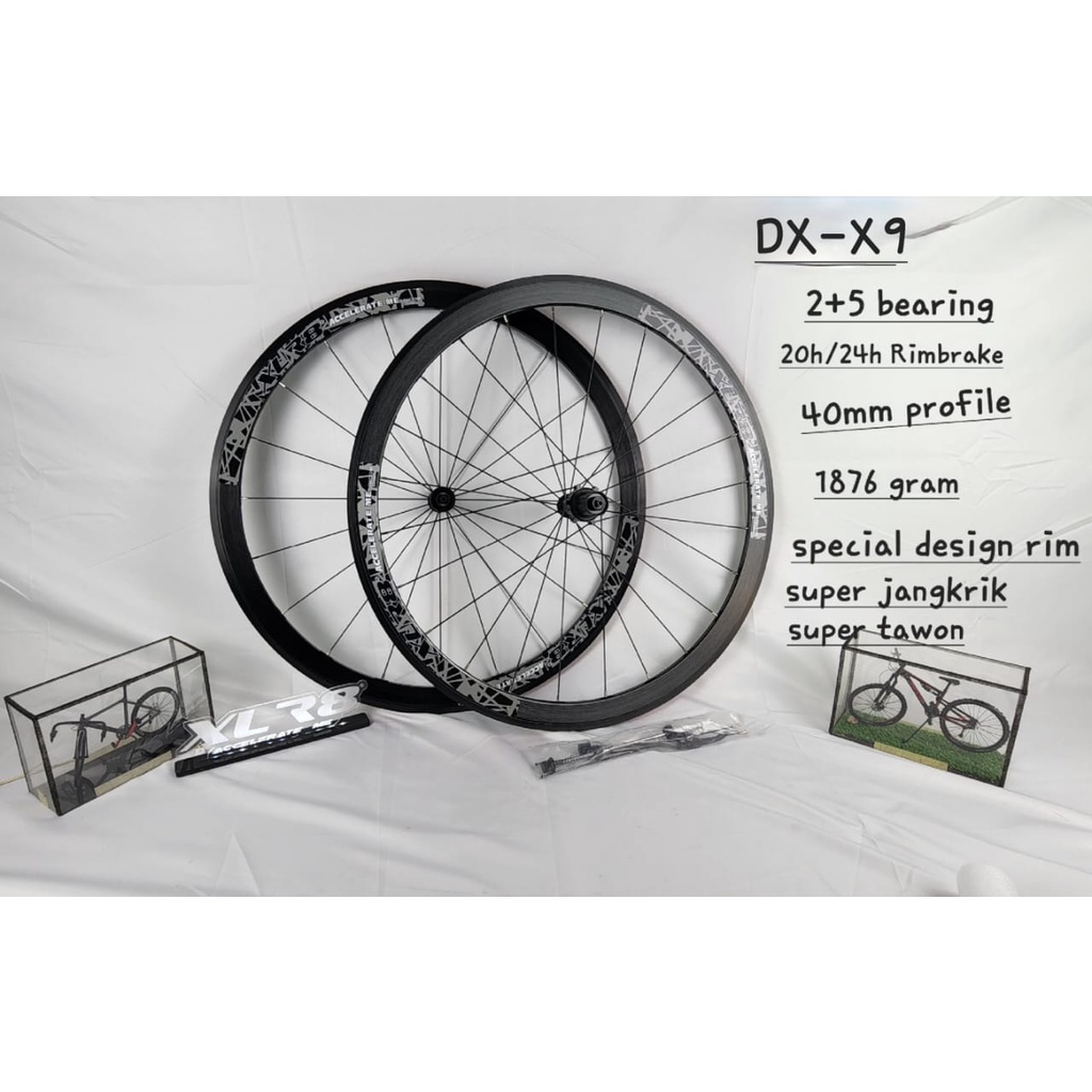 Wheelset Roadbike XLR8 700C U Brake QR 40mm 20 24 Hole 7 Bearing DX-X9