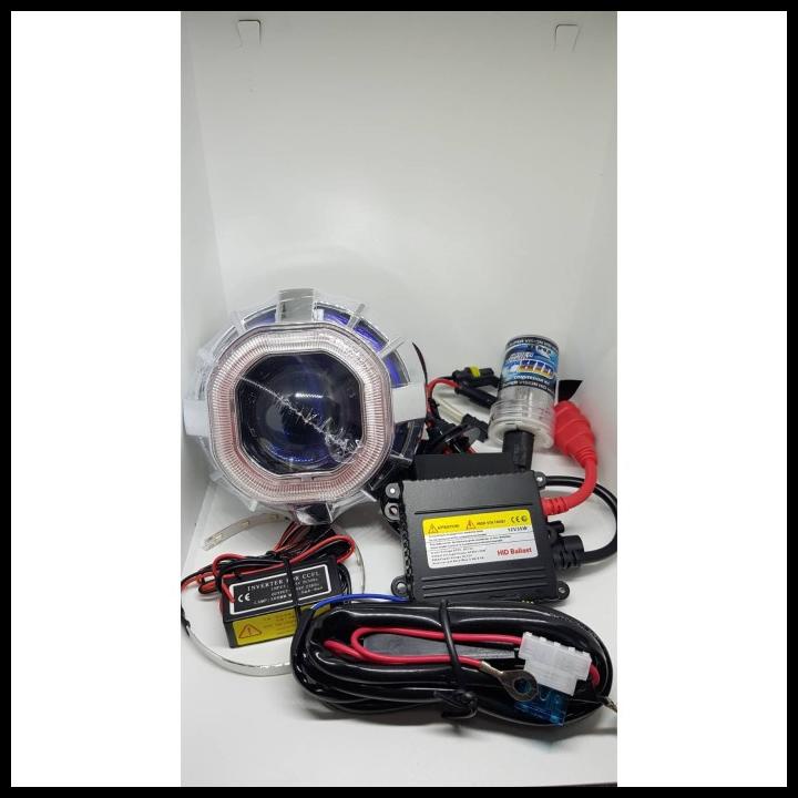 Lampu Hid Projector 3.5 Inch Blue Lens Kotak Garansi Projie Angeleyes