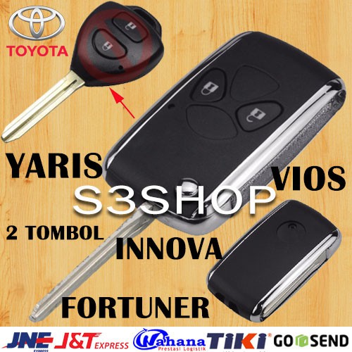 Casing Kunci Lipat Flip Key 2 TOMBOL Toyota Innova Yaris Vios HIGH QUALITY