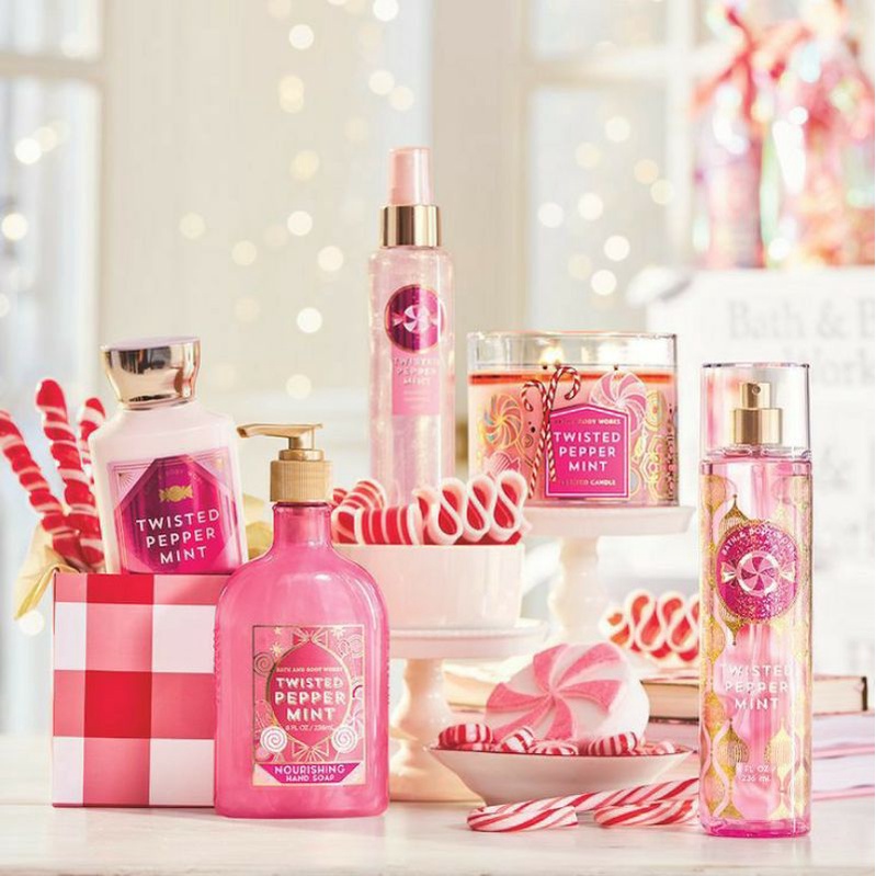 BATH AND BODY WORKS BBW TWISTED PEPPERMINT SERIES SHOWER GEL BODY CREAM LOTION MIST LOTION SHOWER GEL BODY CREAM HAND CREAM SHOWER GEL BODY CREAM LOTION MIST WASH WALLFLOWER ROOMSPRAY SCENTPORTABLE GENTLE GEL DEEP CLEANSING GENTLE FOAMING CREAMY LUXE