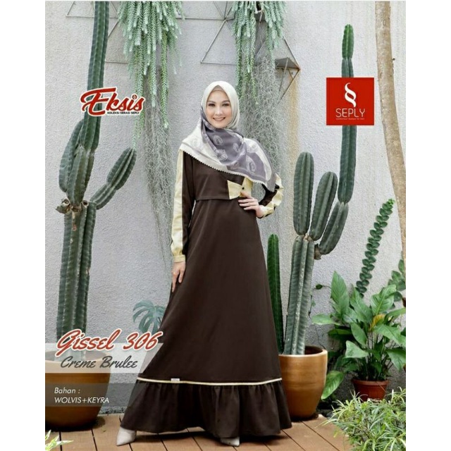 Dress Muslim Seply Gissel 306 Creme Brulee Seply Gissel 306 Wild Gingger Baju Gamis Dewasa Gamis Mus