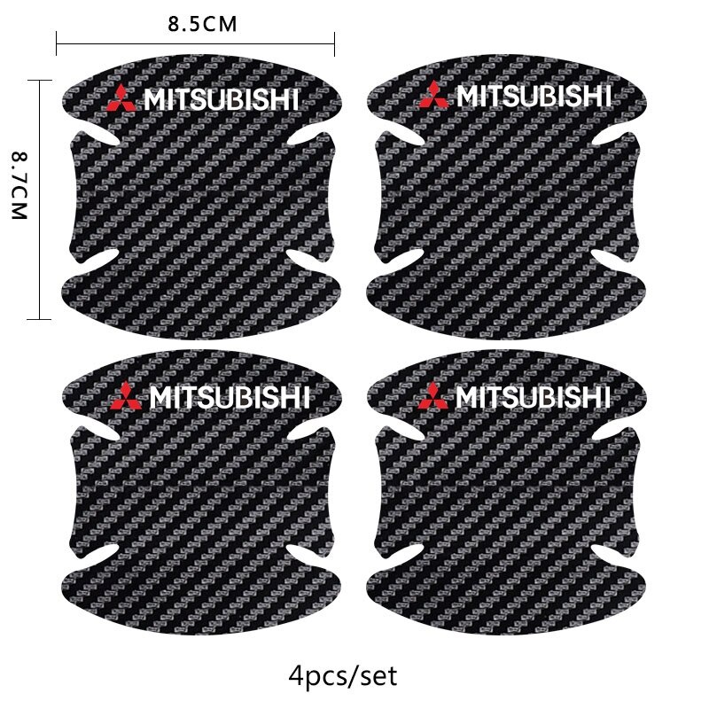 Mitsubishi 8Pcs Stiker Pelindung Handle Pintu Mobil Bahan Serat Karbon Untuk Xpander Lancer Pajero Outlander Attrage Mirage Horse