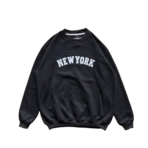 Jaket Sweater Crewneck NY EMBROIDERY – Black Edition Fashion Trendy Casual Pria Good Brand Quality S