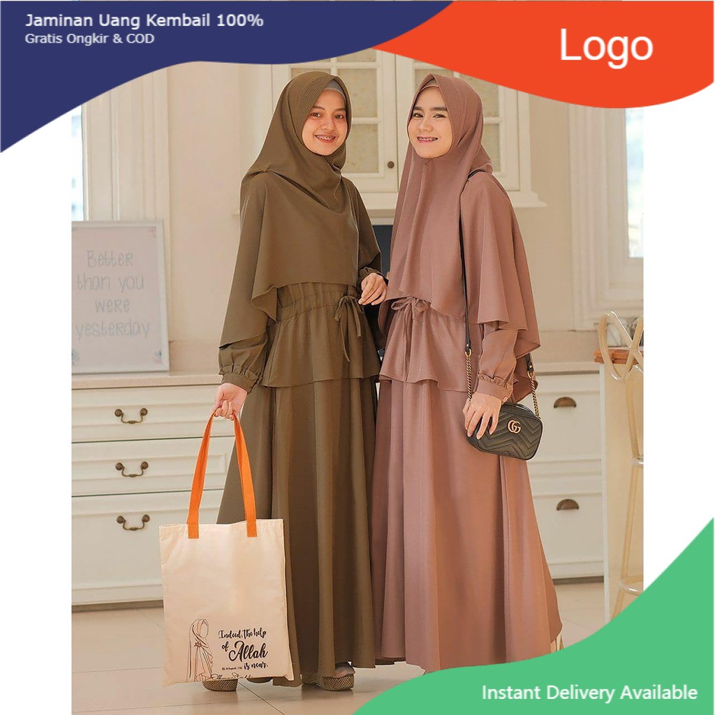 [ COD ] Laras Syari | Set Gamis + Khimar | Setelan Hijab Syarii | Naomi Outfit Muslim
