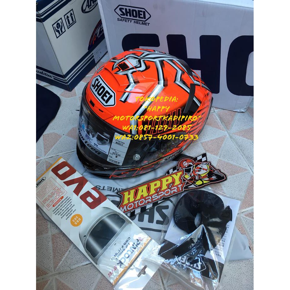 HELM FULL FACE SHOEI X14 MARQUEZ RED ANTZ ORI JAPAN 2018 SIZE M L XL