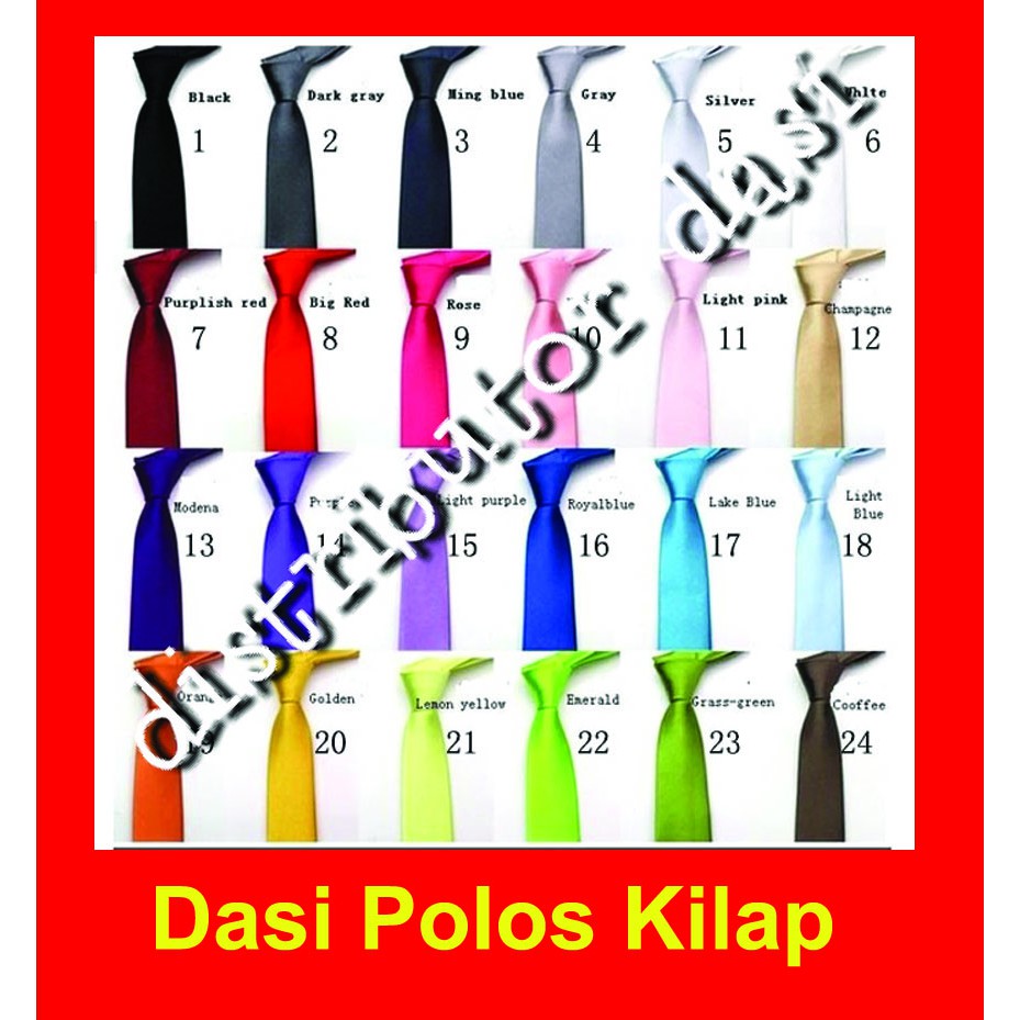 Dasi slim standart polos silk satin premium hitam merah biru gold pink tosca putih ready stok