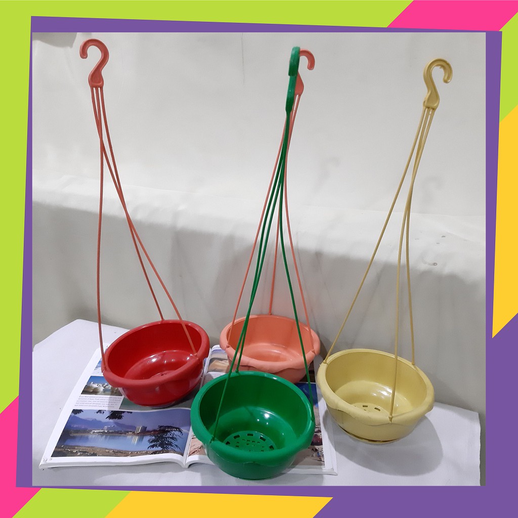 315W / Pot bunga plastik warna bulat gantung / Pot tanaman Artificial - 805W