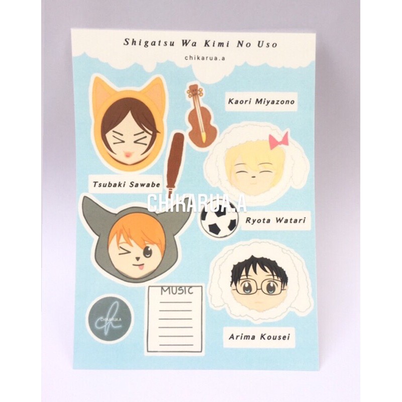 

Anime Sticker sheets Shigatsu Wa Kimi No Uso Fanmerch by Chikarua.a