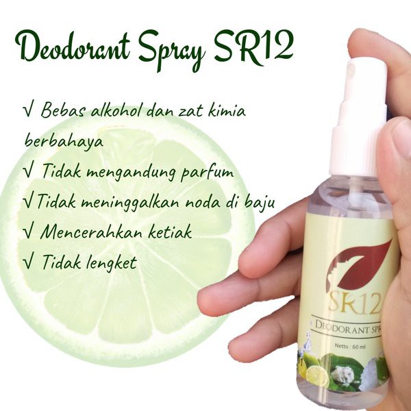 Qeila - Deodorant Spray SR12 Herbal Ampuh atasi Bau Badan Keringat Berlebih Mencerahkan Ketiak BPOM 60 ml