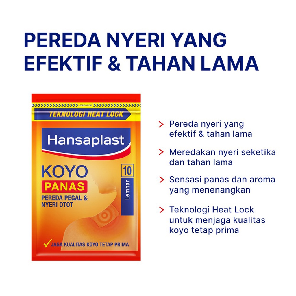 ❤ BELIA ❤ Hansaplast Koyo Hangat | Koyo Panas isi 10 lembar | Halal | BPOM Pegal Nyeri Otot