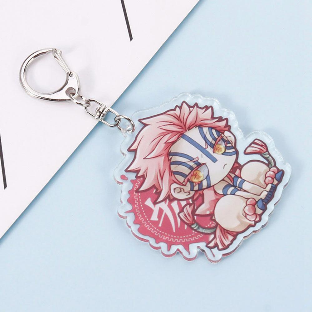 QUINTON Gantungan Kunci Demon Slayer Kreatif Model Patung Akrilik Kimetsu No Yaiba Miniatur Kyoujurou Key Ring