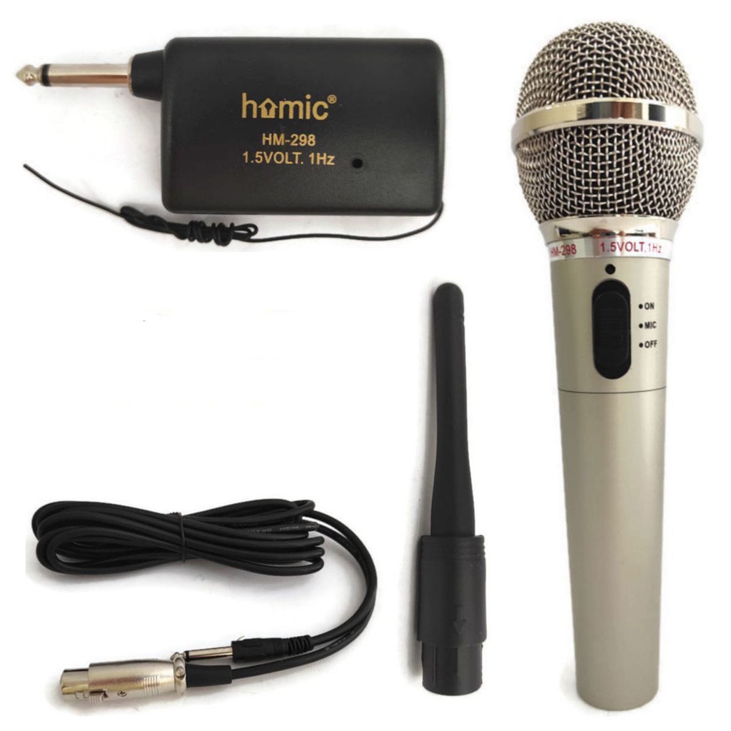 Microphone Wireless Karaoke HOMIC HM-298 Mikrofon Mic Kabel