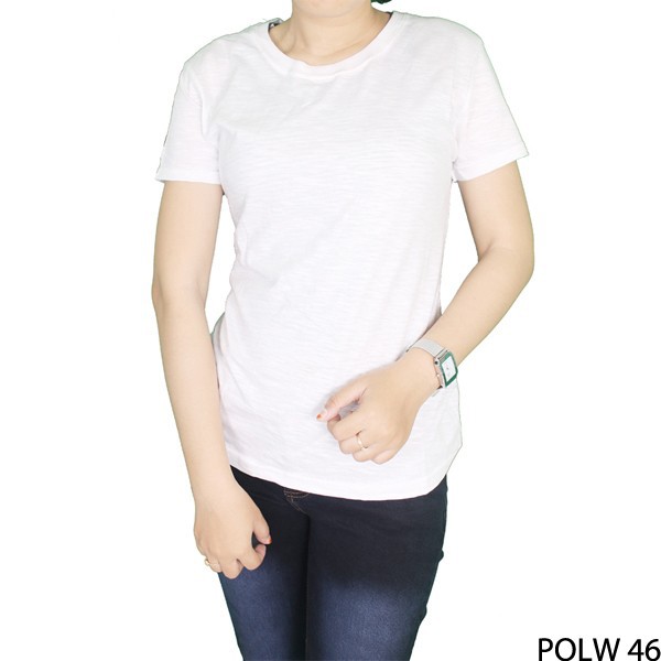 Kaos Polos Pendek Wanita Slub Putih Cotton Combed S20 Slub Putih – POLW 46