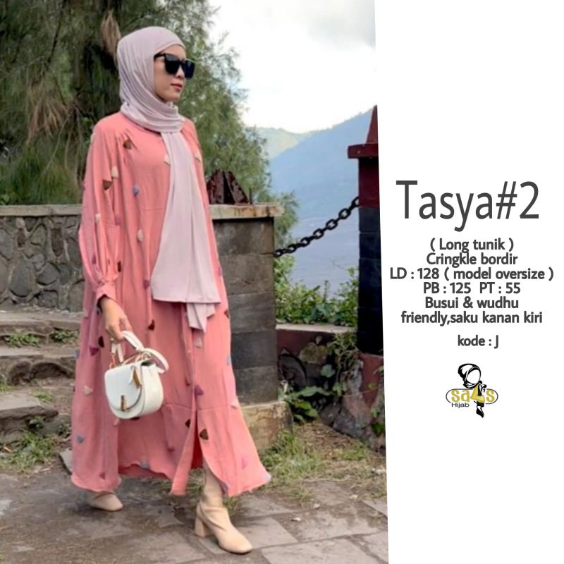 PAKAIAN WANITA MUSLIM MIDI DRESS, BAHAN CEINGKLE BORDIR, TASYA 2 ORI BY HIJABKU