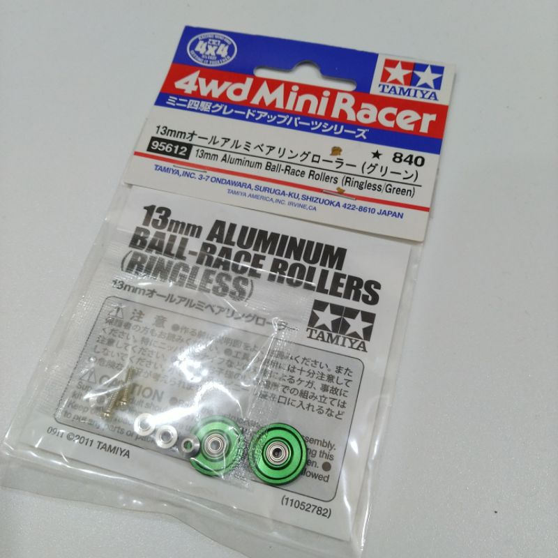 TAMIYA 95612 13MM ALUMINUM BALL RACE ROLLERS (RINGLESS GREEN)