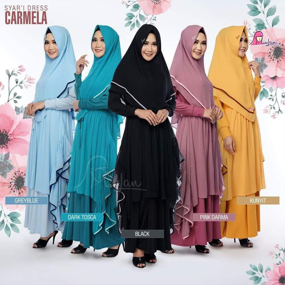 Baju Muslim Wanita Dewasa Dress Syari MiuLan Terbaru Gamis Syari Dress CARMELA