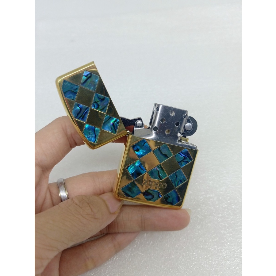 korek api zippo blue gold motif ketupat