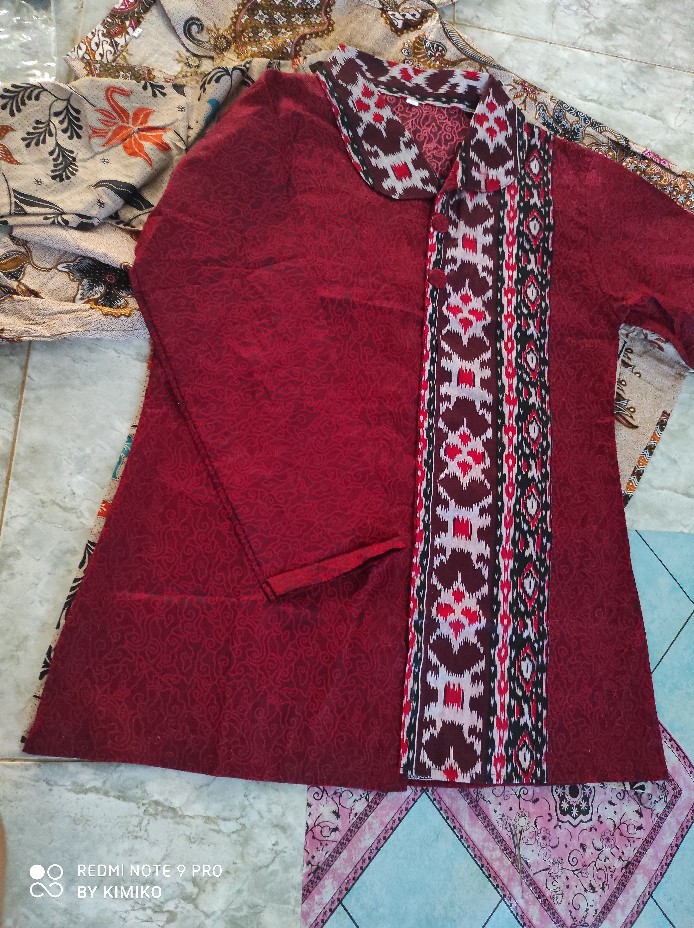 Tey-17 Batik Wanita Asj Sa Hrb026 Kenongo Kemeja Tosca Pendek