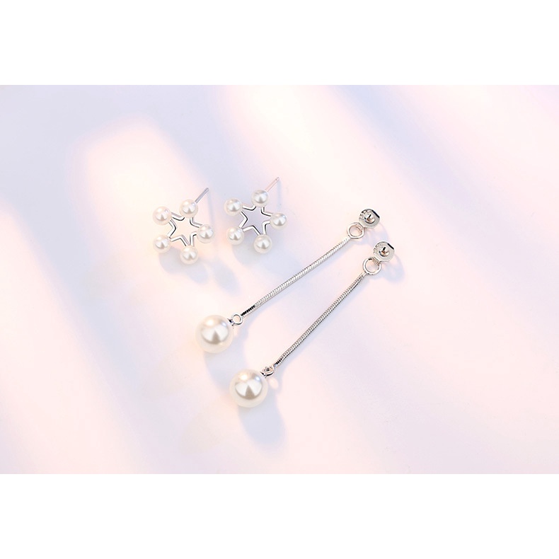 Anting Perak 925 Wanita Pentagonal Anting-Anting Bulat Perhiasan Fashion