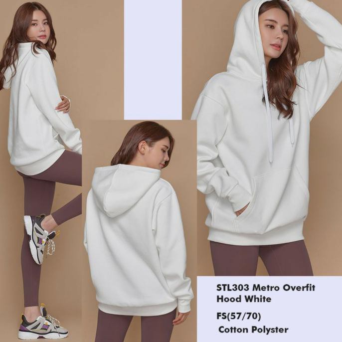 Produk Terbaru Ca Sweater Hoodie Wanita Branded Stl Metro Overfit Hood - White