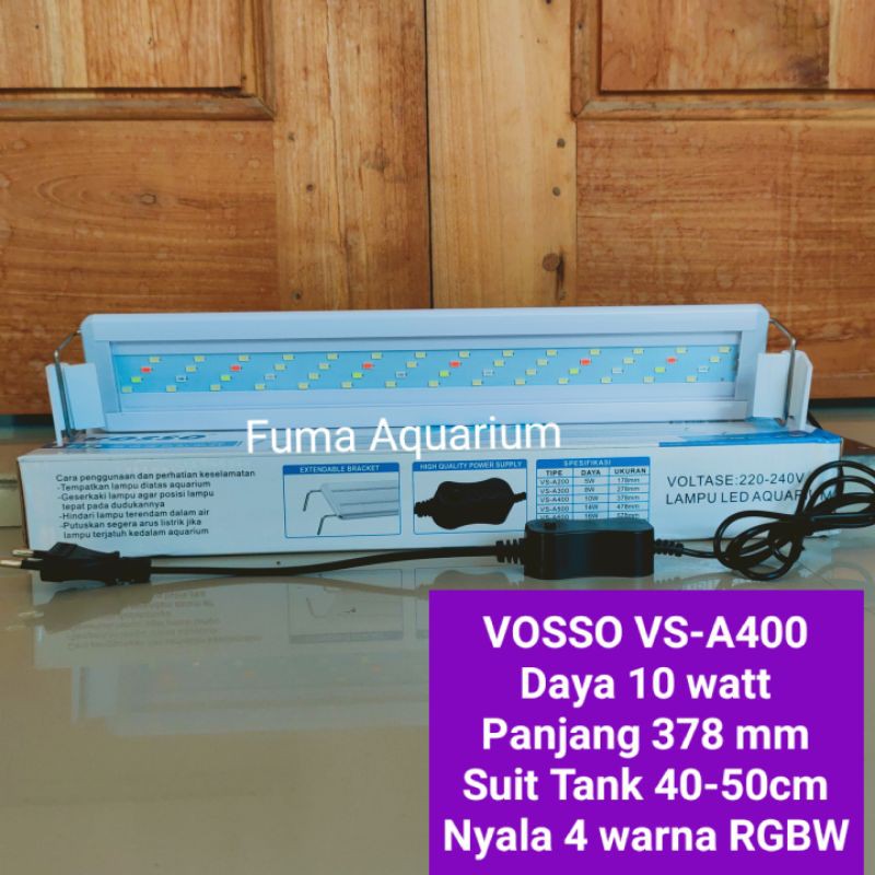 Lampu Aquarium Aquascape 4 warna RGBW VOSSO VS-A40O 10 watt Tank 40-50cm