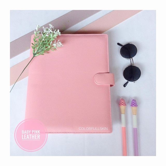

Baby pink leather binder buku