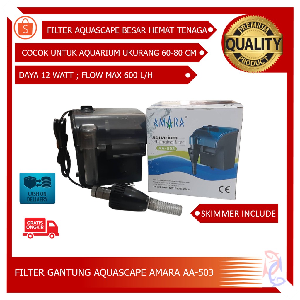 FILTER GANTUNG AMARA AA-503 FILTER AQUASCAPE BESAR FILTER GANTUNG BESAR HANG ON FILTER AMARA AA-503