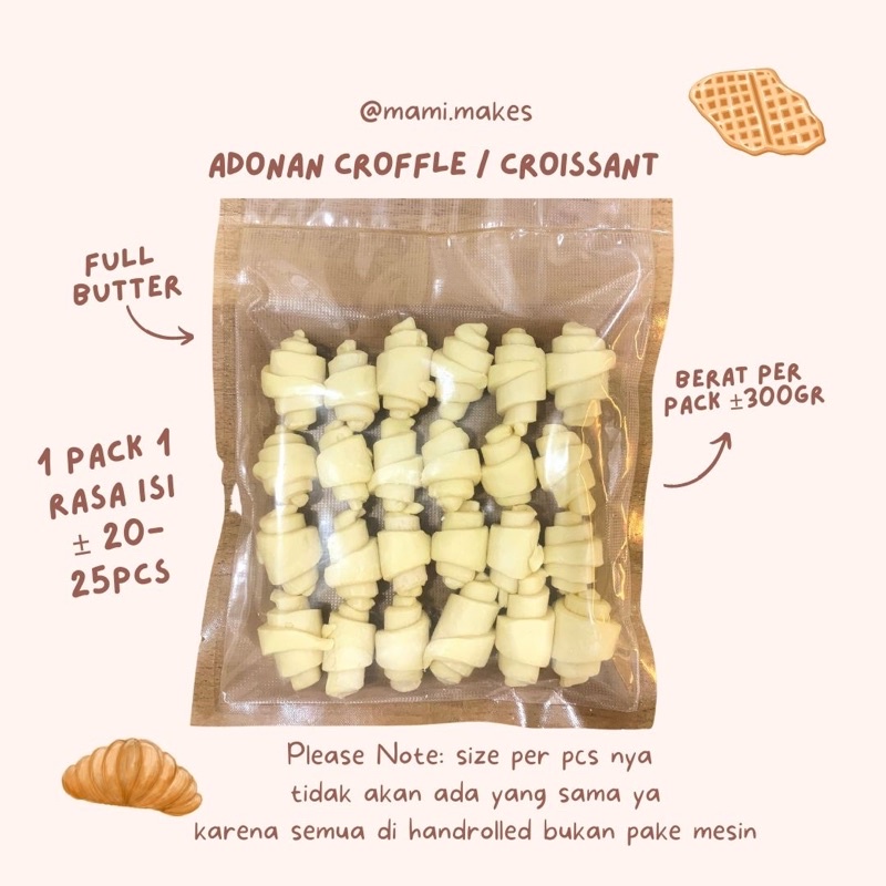 

Adonan Croffle / Croissant MINI 1 pack isi ± 24pcs/300gr