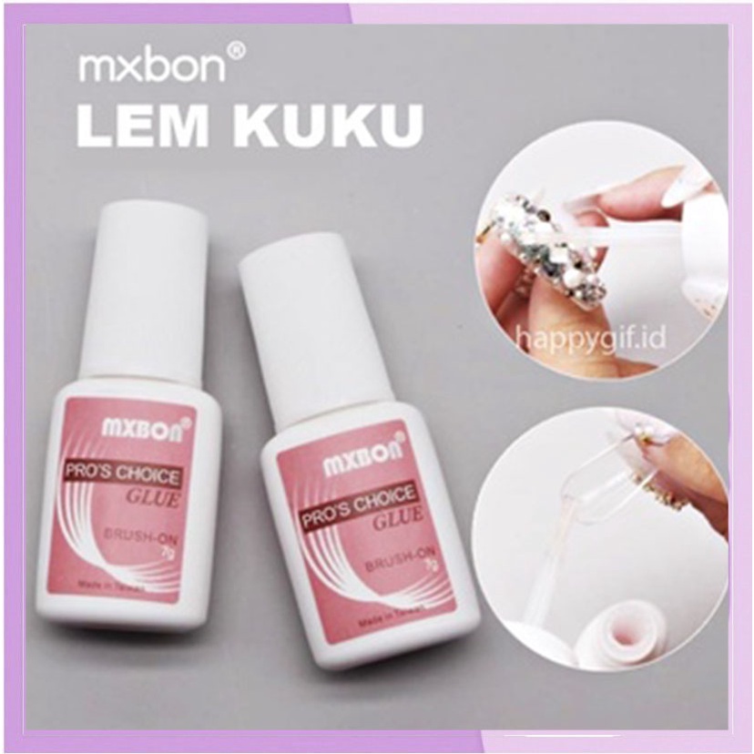 MXBON Lem Kuku Palsu Akrilik Glitter Cepat Kering Dengan Brush Untuk Nail Art Berfungsi Membuat Lem Kuku Melekat/Menempel KU002