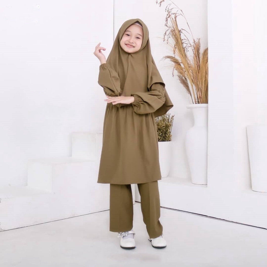 MRA - Baju stelan anak Fashion MUSLIM FREE HIJAB Usia 8-12 Tahun Baju anak perempuan Stelan anak perempuan terbaru