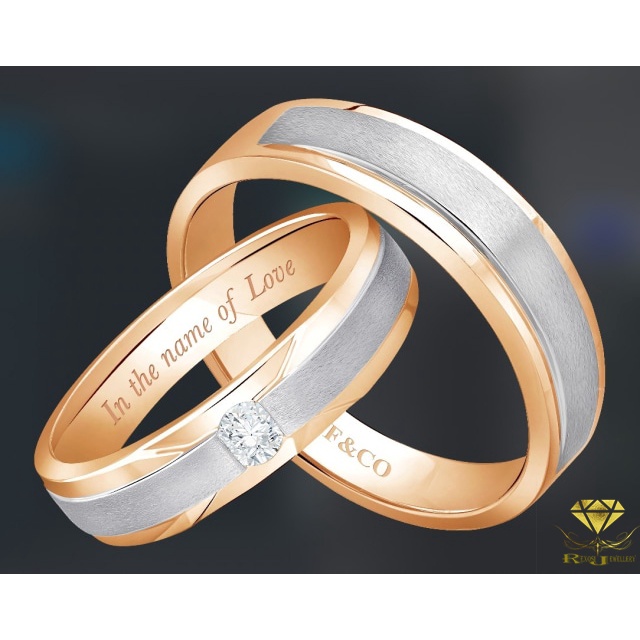 Cincin Kawin Couple Emas Berlian Eropa ASLI ORIGINAL Putih Nikah Tunangan Pernikahan Wedding NKC17