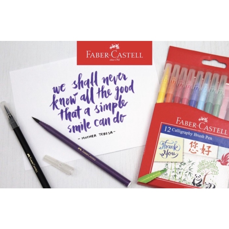 ( Set 12 Colours ) FABER CASTELL SPIDOL MARKER CALLIGRAPHY BRUSH PEN - DIY KERAJINAN ANAK PRAKARYA ME TIME