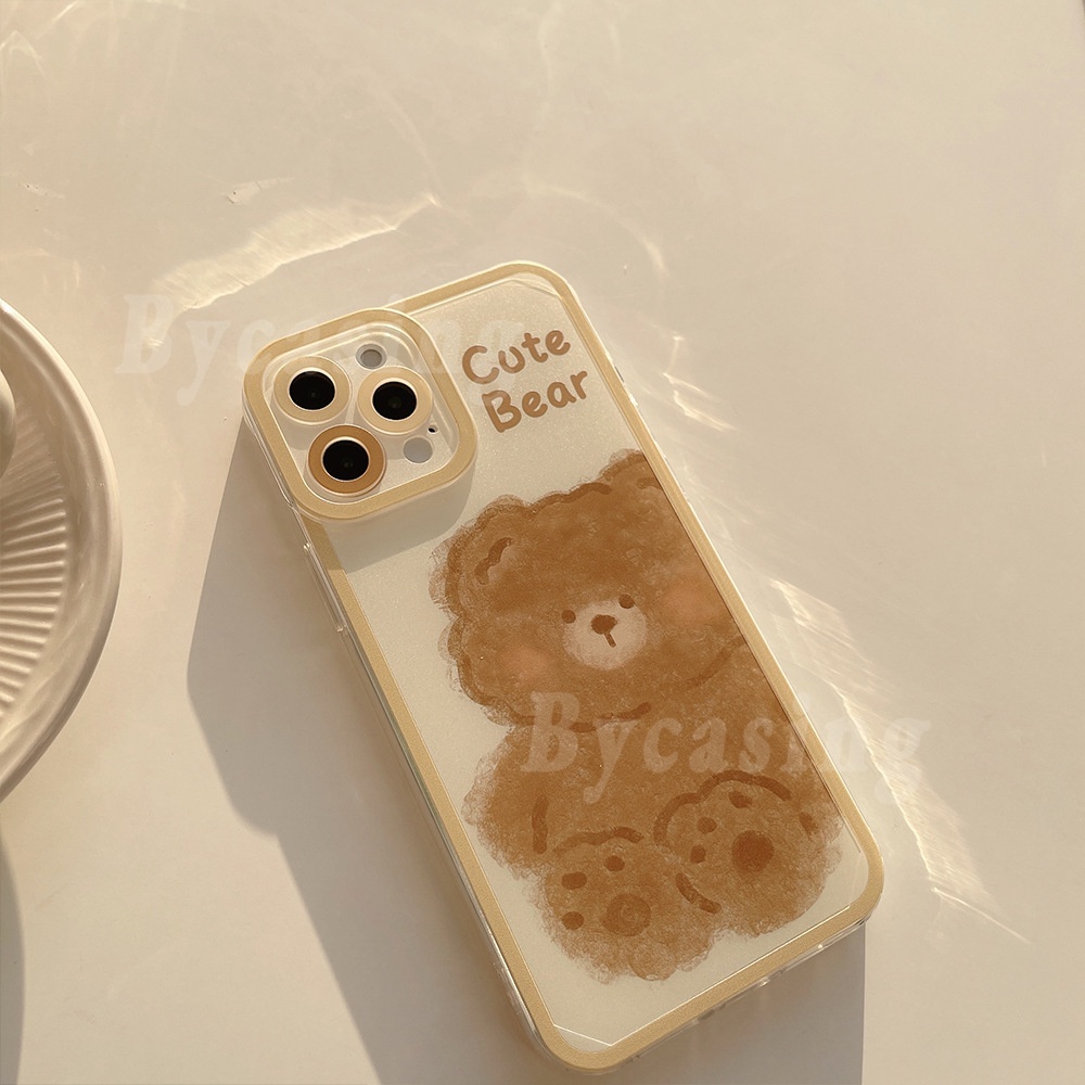 Soft Case TPU Transparan Motif Beruang Untuk Iphone 13 11 12 Pro Max 7 6 6s 8 Plus XR X XS Max SE