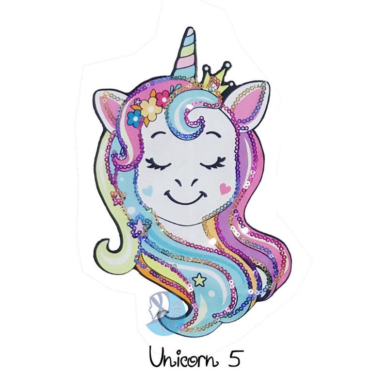 Aplikasi bordir patch unicorn /patch kuda pony LED MUSIK 20 CM (kepala)