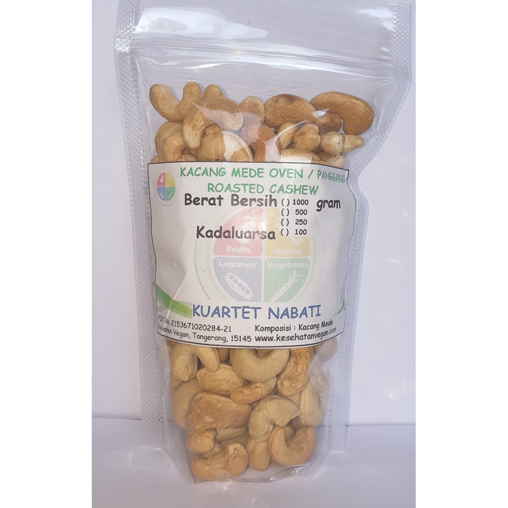 

250gr Roasted Kacang Mede Utuh Size Sedang - Besar Mete Sulawesi - Cashew Nut - Matang - Oven - Rasa Original By Kuartet Nabati