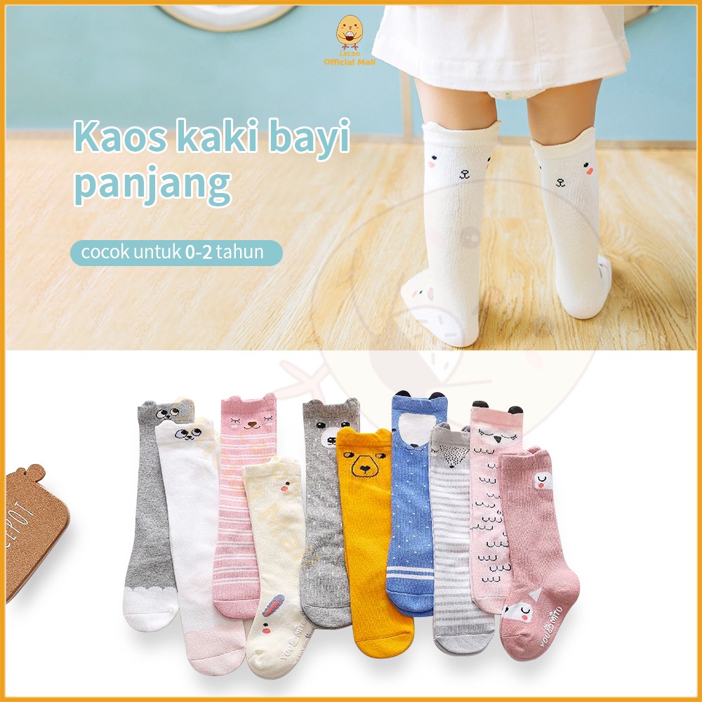 Lacoo Kaos kaki bayi anak panjang Kaus kaki bayi anak lucu Baby socks untuk 0-2 tahun anti slip