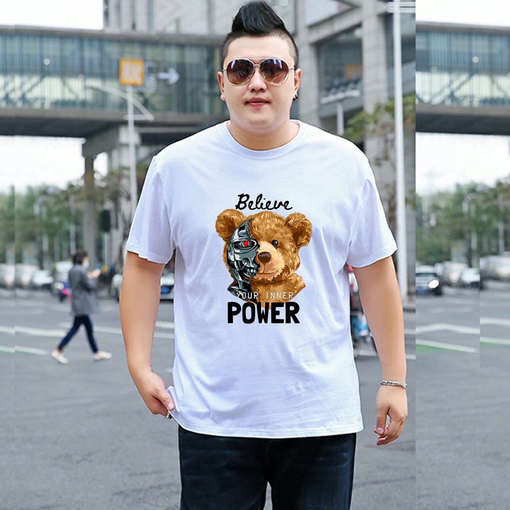 Baju Kaos Pria Jumbo Power Teddy Tshirt Bigsize XL XXL Distro DTF