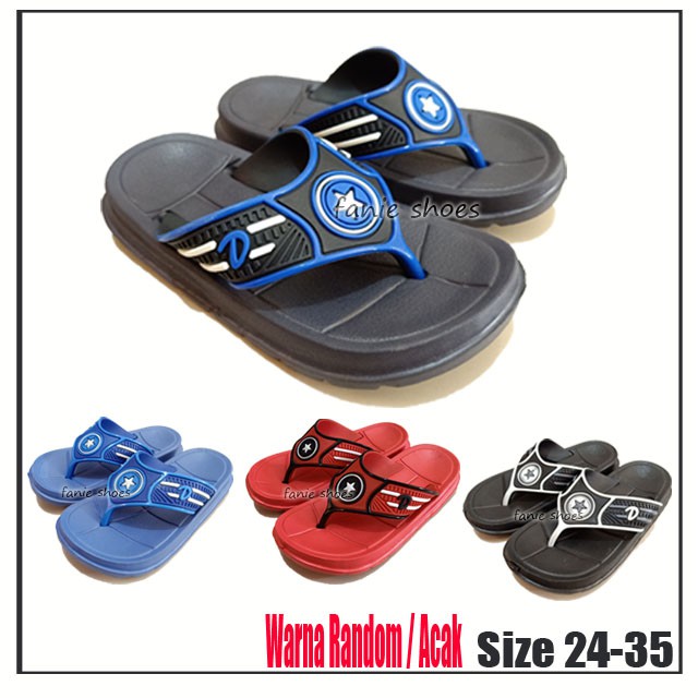 Dua Kaki 24-35 / Sandal Jepit Santai Karakter Anak Laki / Sandal Karet /Sandal Sehari-hari Anak Laki