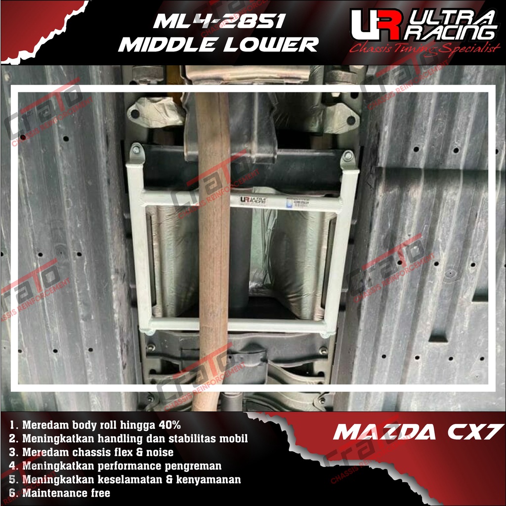 Aksesoris Stabiliser ULTRA RACING Safety Bar - Middle Lower Bar 4 Points - Mazda CX-7 CX7 CX 7 06+ -