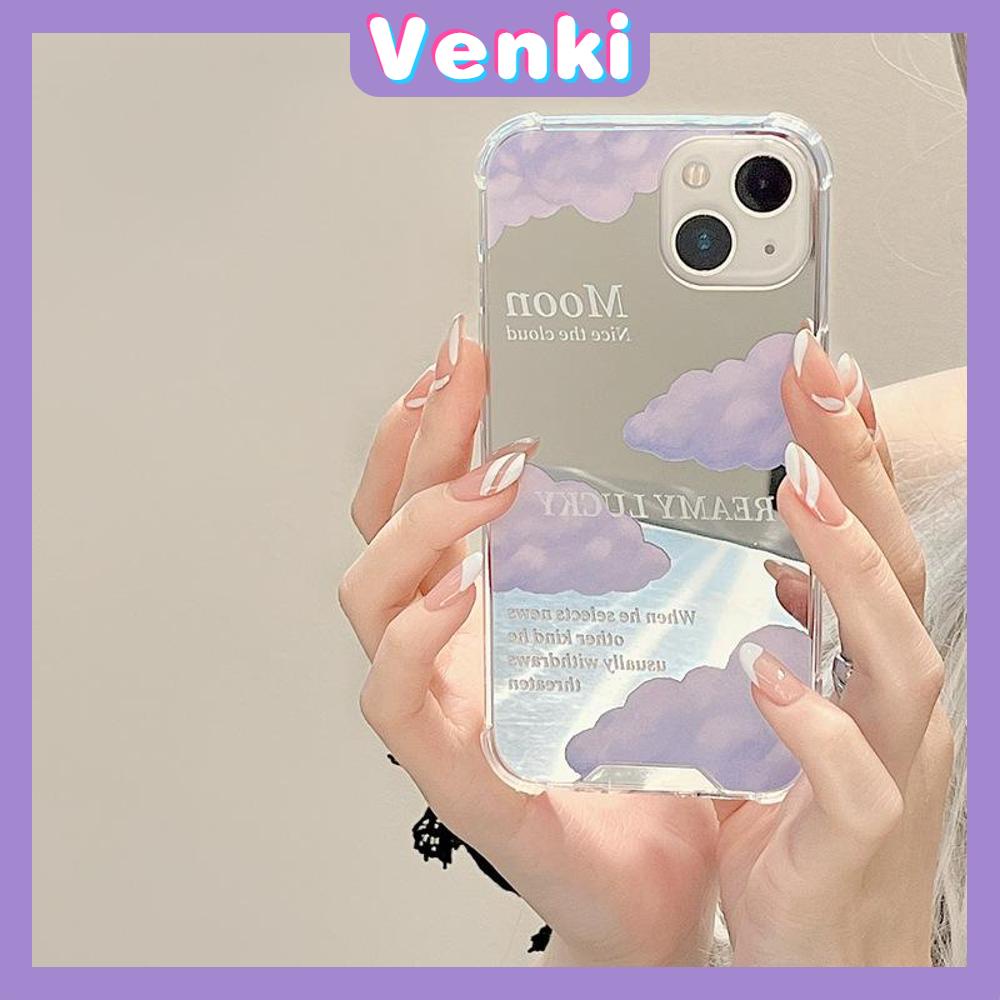 iPhone Case Acrylic Luxury Makeup Mirror Airbag Shockproof Protection Camera Purple Clouds Cute Compatible For iPhone 11 iPhone 13 Pro Max iPhone 12 Pro Max iPhone 7 Plus iPhone xr