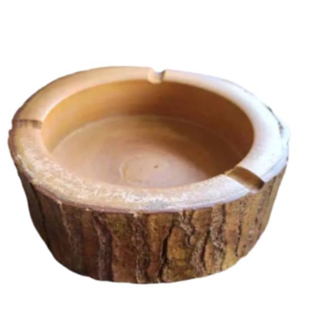 (BISA COD) ASBAK ROKOK KAYU NATURAL BATANG POHON UKURAN DIAMETER 15 CM - DEKORASI RUMAH