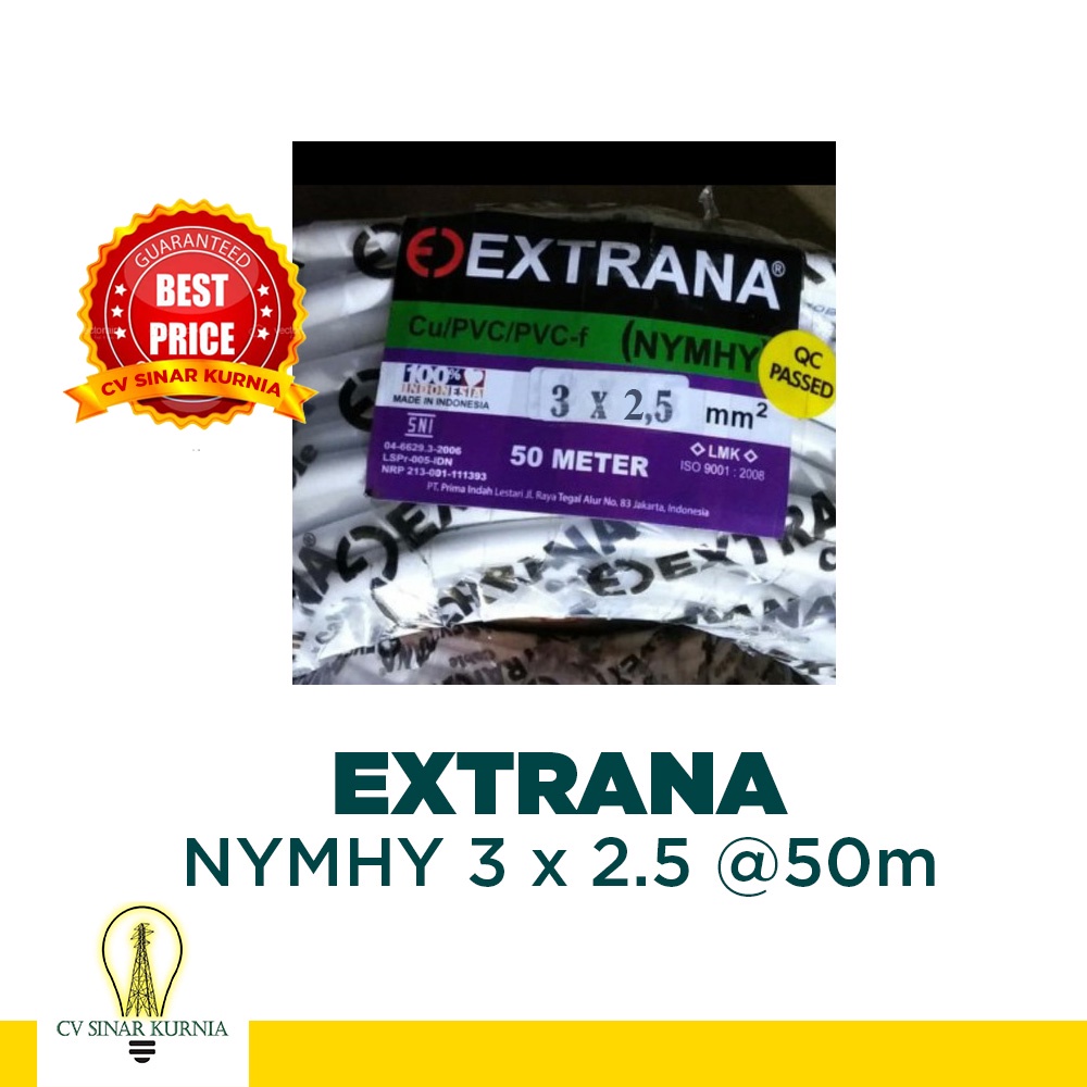 Kabel Listrik NYMHY 3x2,5mm 3x2.5 mm 50M EXTRANA|Kabel Serabut | asli promo