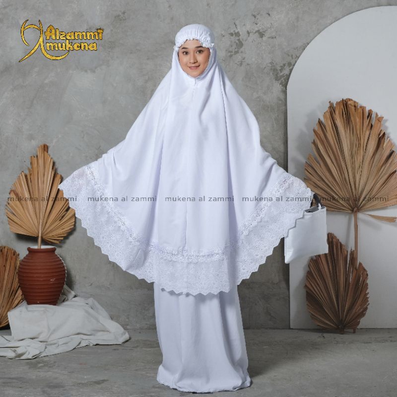 Mukena Dewasa Katun Putih Nida Renda Mewah