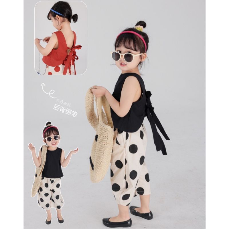 CLEARANCE Set Baju Anak Cewek Polkadot Baju Jalan Anak Cewek
