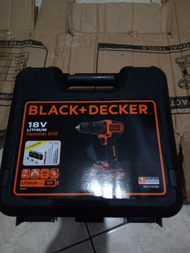 Cordless Black Decker Bdchd18k Bor Baterai 18v