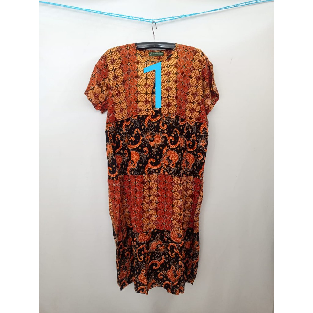 Daster pendek susun batik kencana ungu label hijau / daster susun batik kencana ungu label hijau