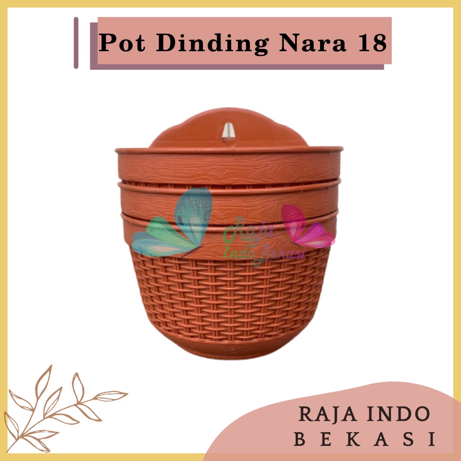 Pot Dinding Nara 18 Merah Bata Merah Coklat Terracota Terracotta Pot Dinding Tempel Tempel Dekorasi Bunga Hias Unik Panjang Kecil Rotan Gantung Pagar Murah Grosir  Pot Dinding Tempel Anyam Nara CJP 18 &amp; 20