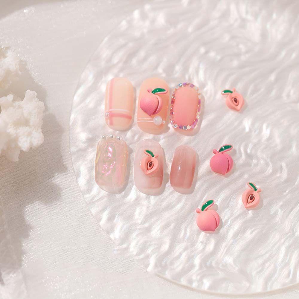 Mxbeauty 3D Dekorasi Nail Art Warna-Warni Peri Cinta Strawberry Peach Bunga Hiasan Kuku DIY